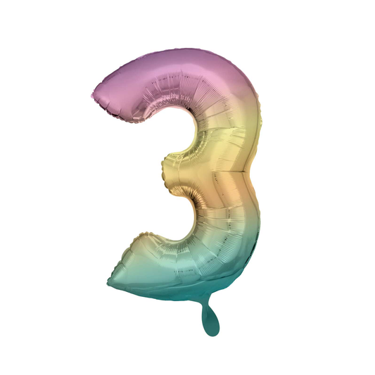 Zahl 3 - Regenbogen Pastel